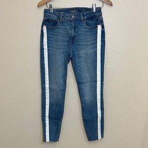 DL1961 Blue Florence Cropped Instasculpt Skinny White Side Stripes Jeans